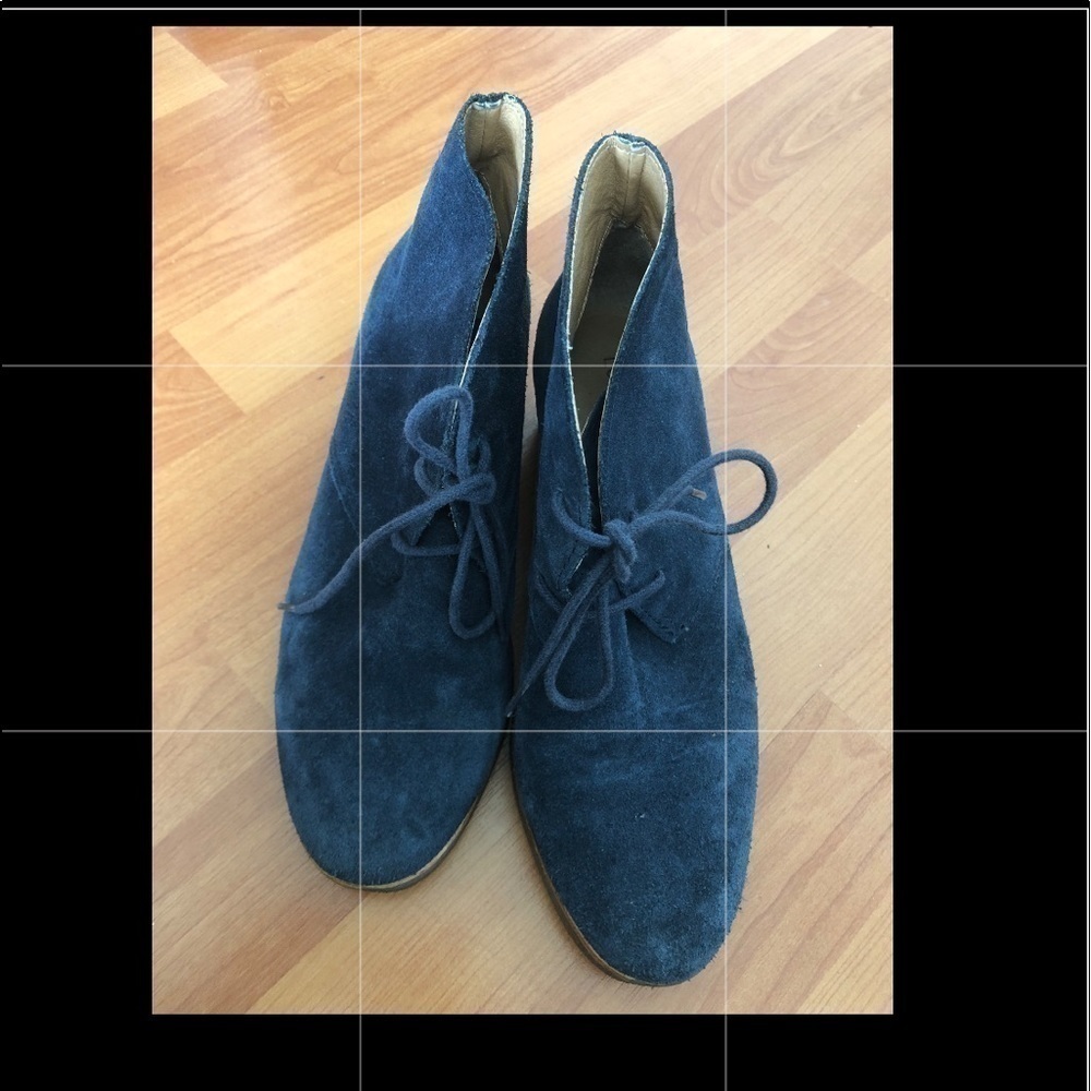 Lucky Brand Junes Wedge Bootie Blue Suede Leather